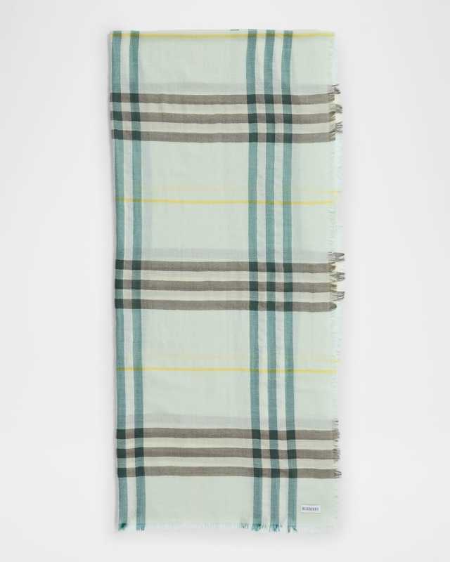 Giant Check-Print Wool Scarf